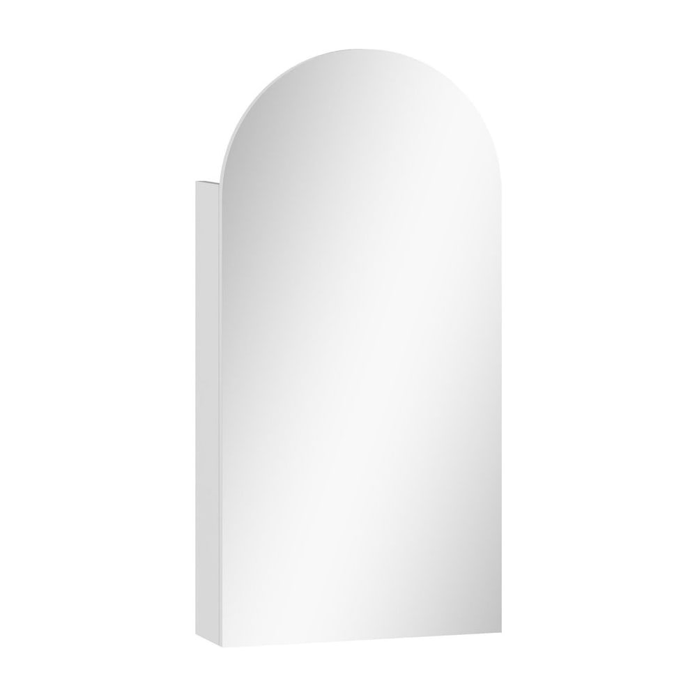 HOMCOM Arched Bathroom Mirror Cabinet with Adjustable Glass Shelves - White