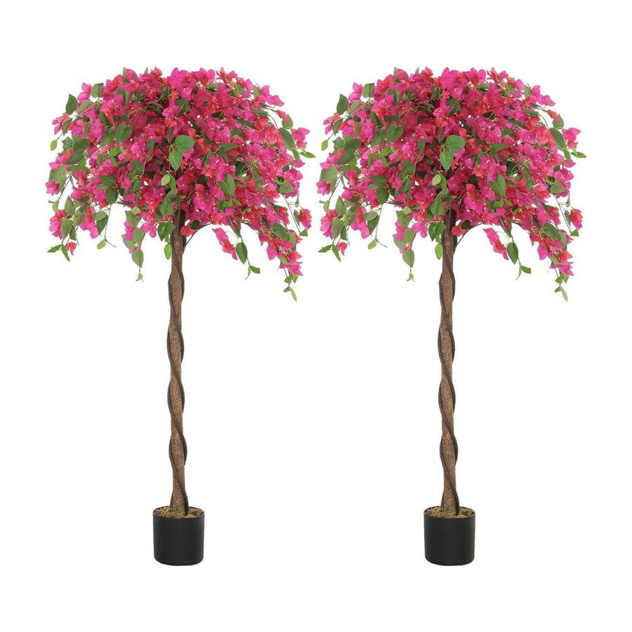 HOMCOM Artificial Plants Murraya, 120 cm Artificial Blossom, Fake Plants in Pot, Large Red Artificial Tree with Flowers for