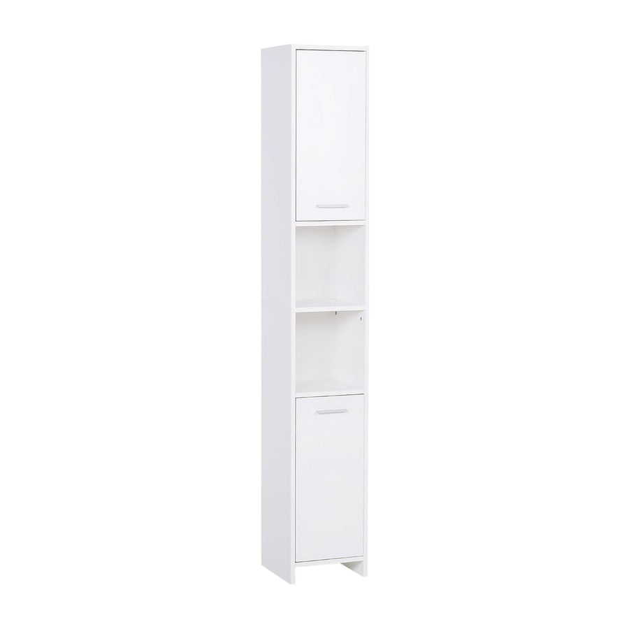 HOMCOM Bathroom Floor Storage Cabinet Slim Tallboy w/ Door Cupboard & Shelves For Living Room, Bedroom, Hallway White