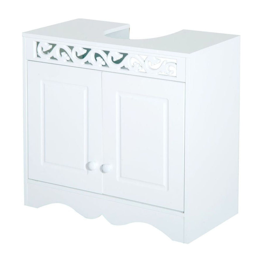 HOMCOM Bathroom Under Sink Storage Cabinet 2 Door Wooden Cupboard Vanity Units