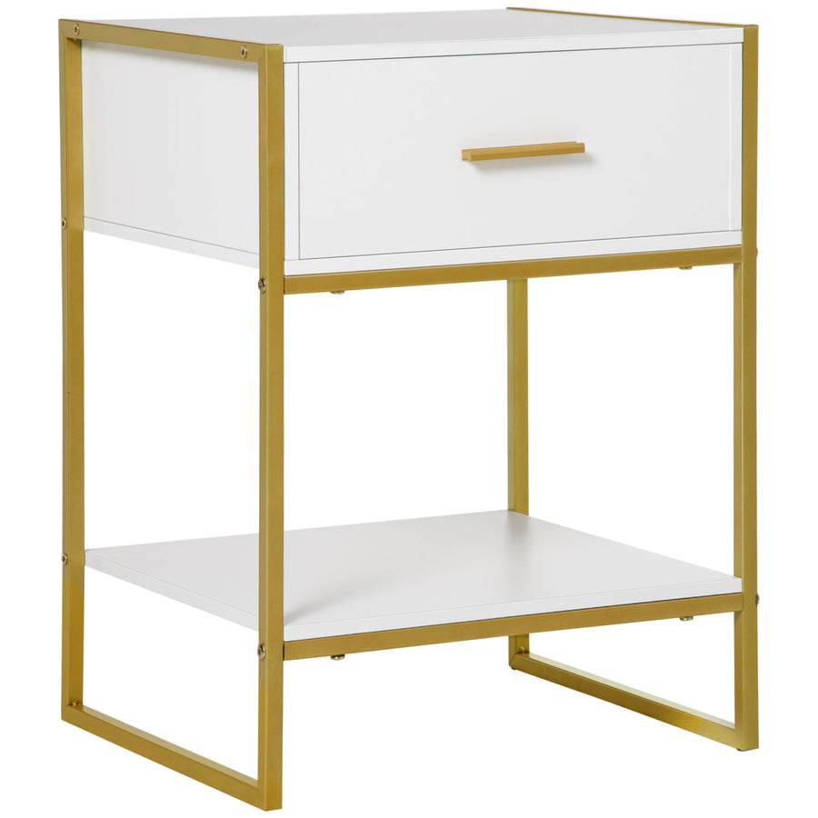 HOMCOM Modern Bedside Table - White
