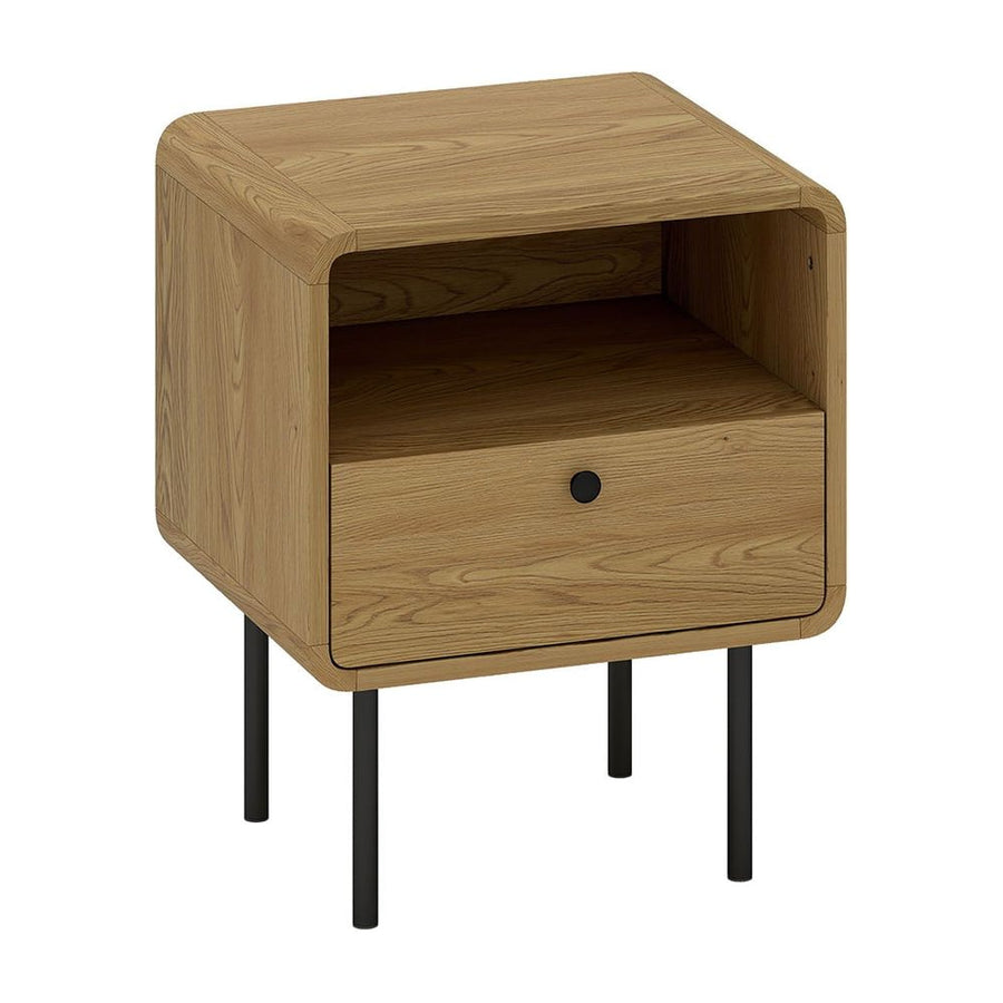 HOMCOM Bedside Table with Drawer and Open Shelf - Oak