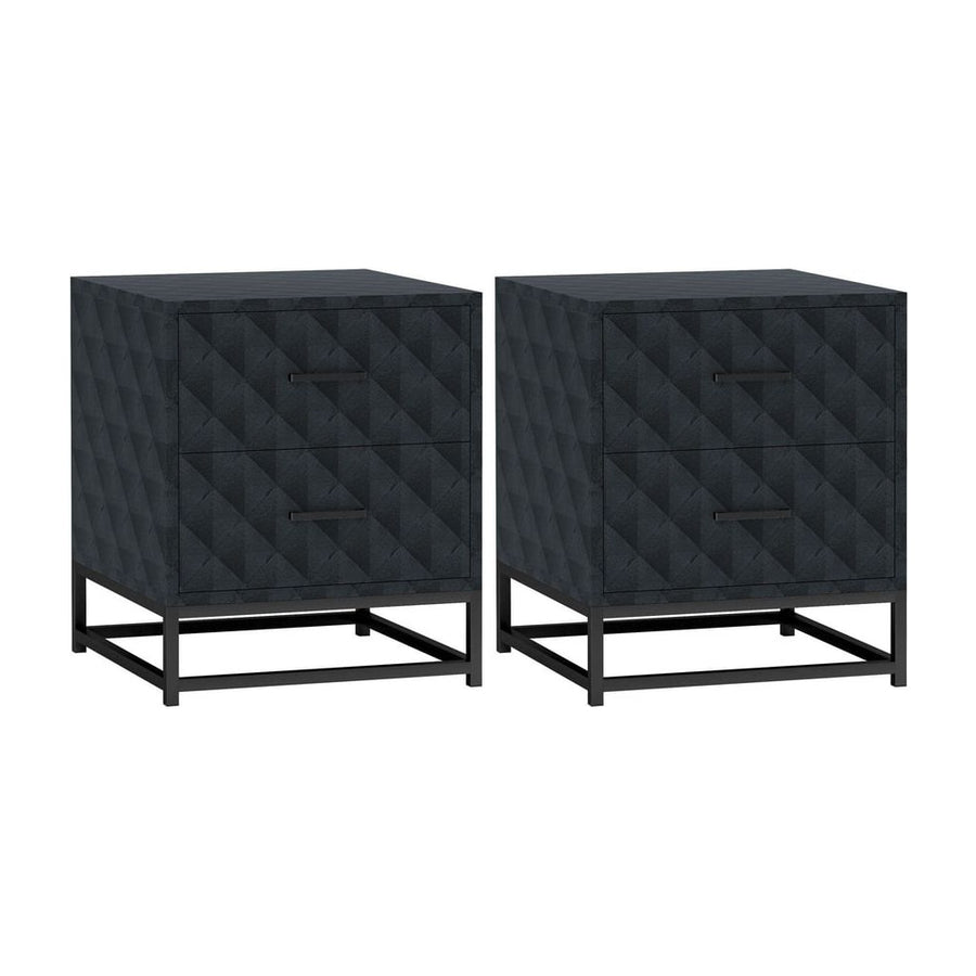 HOMCOM Bedside Tables Set of 2, Modern Bedside Table Nightstand with 2 Drawers, Bedside Cabinet Sofa Side Table with Storage
