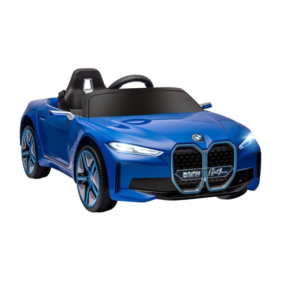 HOMCOM BMW i4 Licensed 12V Kids Electric Ride-On Car, a blue convertible sports car for children