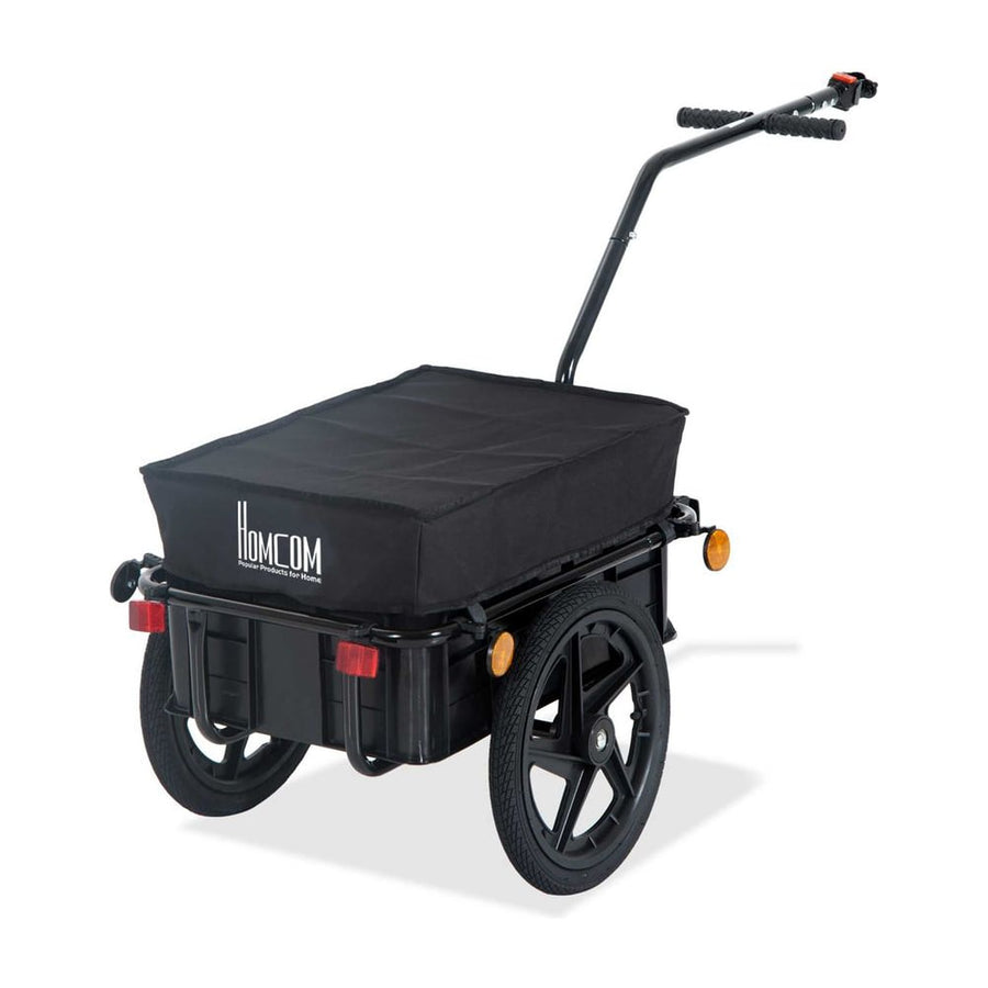 HOMCOM Cargo Trailer Bike Stroller Garden Trolley in Black