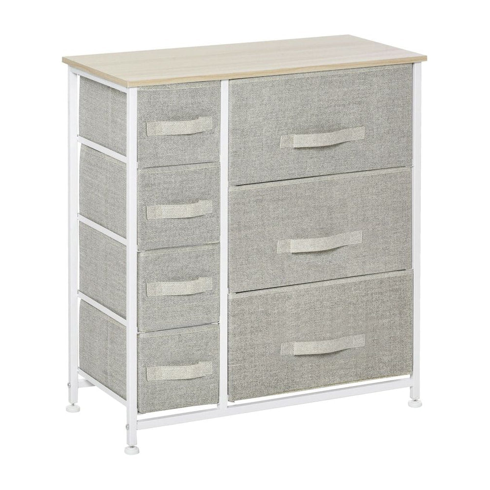 HOMCOM Chest of Drawers with 7 Drawers in Light Grey