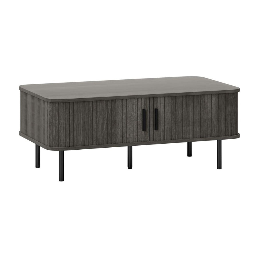 HOMCOM Coffee Table with Storage, Living Room Table with Slatted Tambour Sliding Doors and Foot Pads, Rectangular Coffee