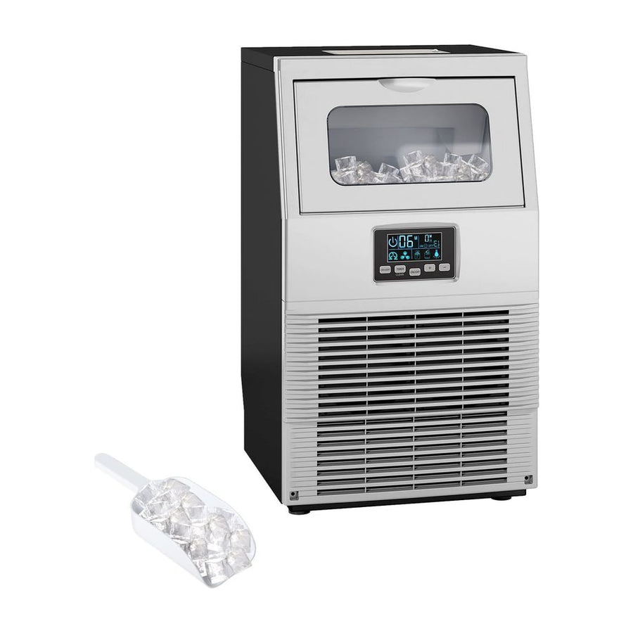 HOMCOM Commercial Ice Maker with 4kg Ice Storage, silver tone, with ice scoop