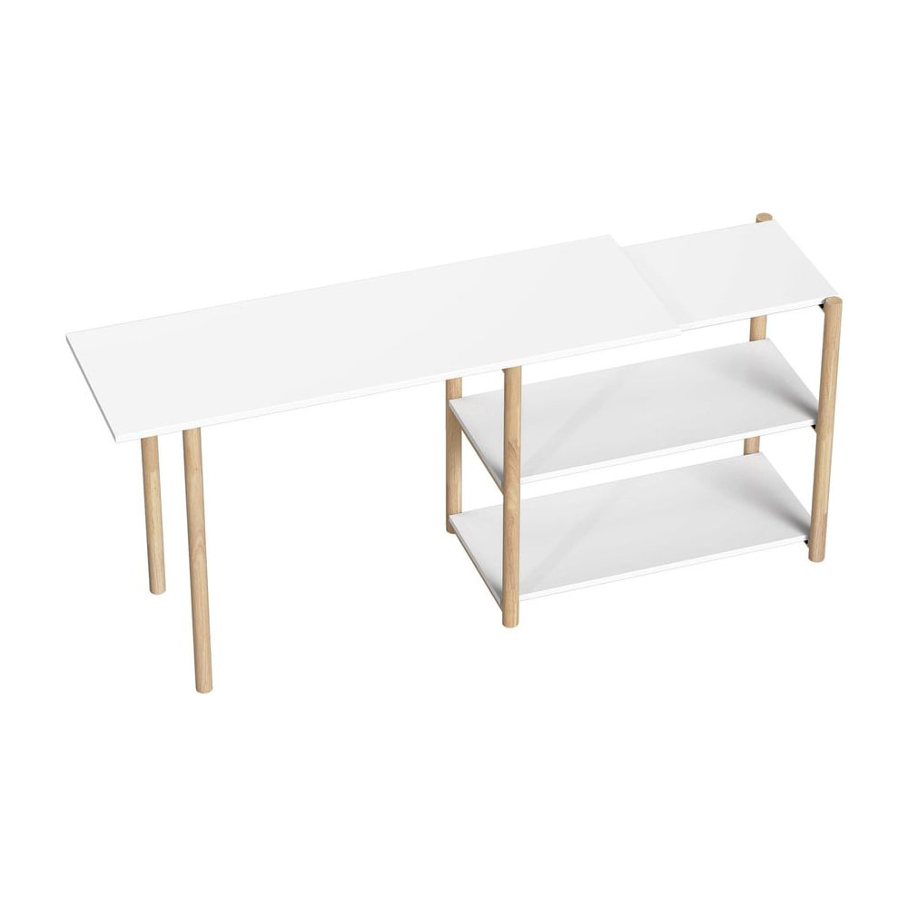 HOMCOM Computer Desk with storage shelves and a bamboo frame in white and oak