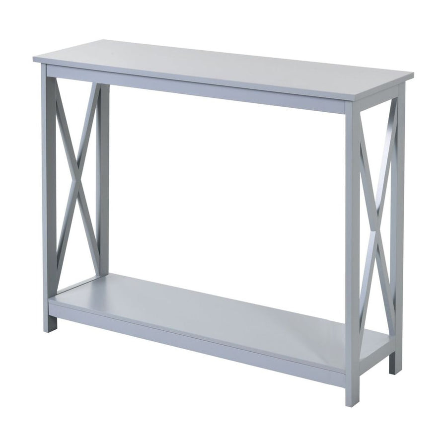 HOMCOM Console Table Hallway Desk w/Storage Shelf in grey with X design legs