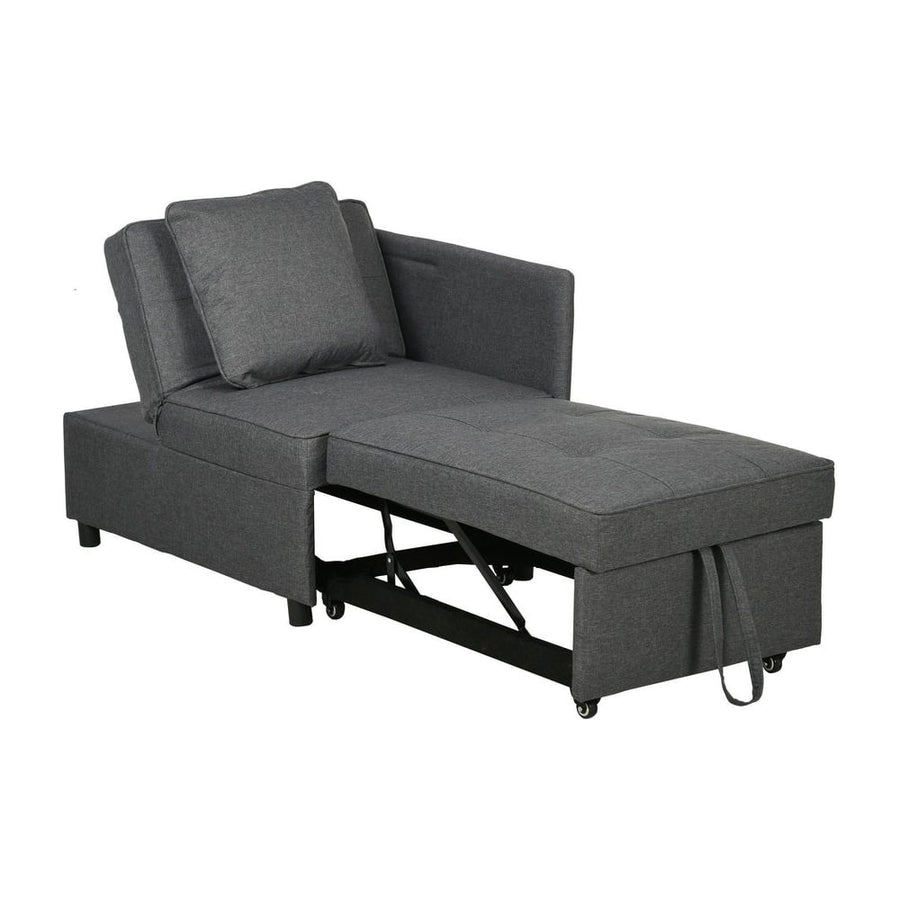 HOMCOM Convertible Single Sofa Bed with Thick Padded Seat, 3-in-1 Multi-Functional Sleeper Chair Bed with Magazine Pocket
