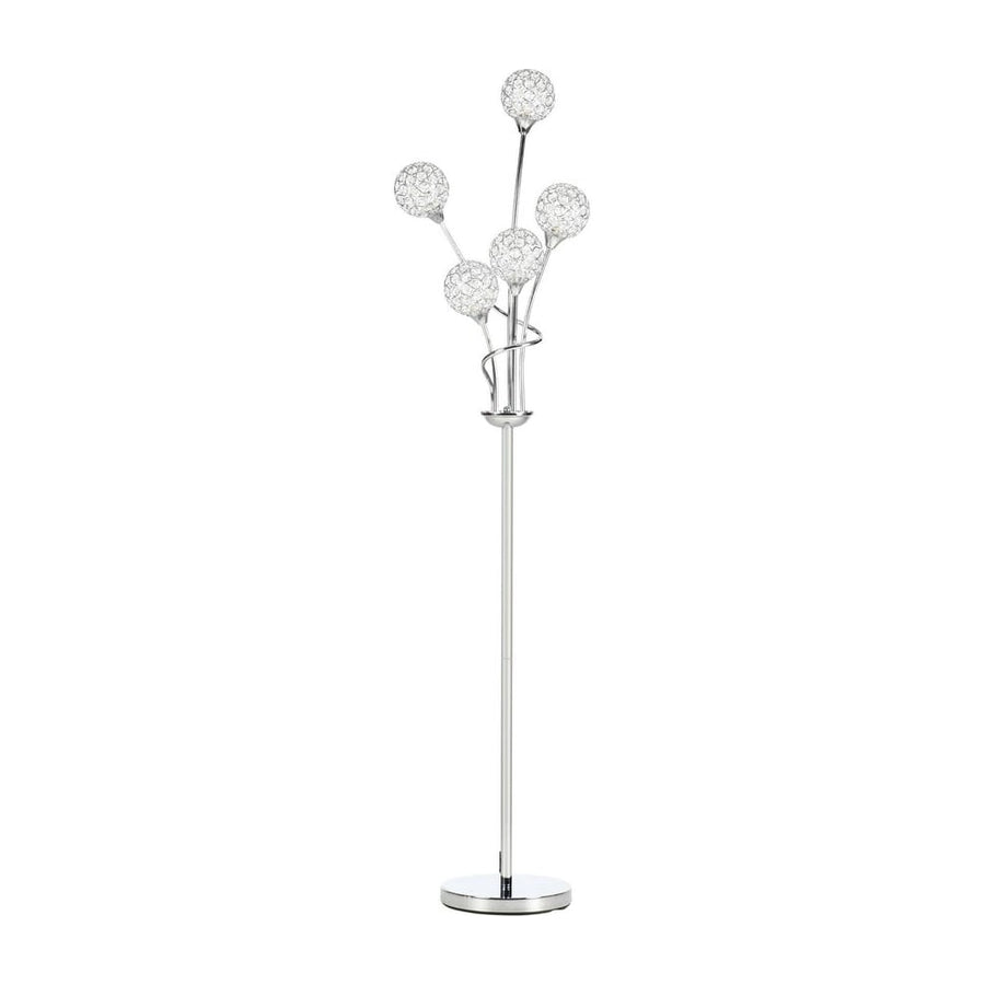 HOMCOM Crystal Floor Lamps for Living Room Bedroom with 5 Light, Modern Upright Standing Lamp, 34x25x156cm, Silver