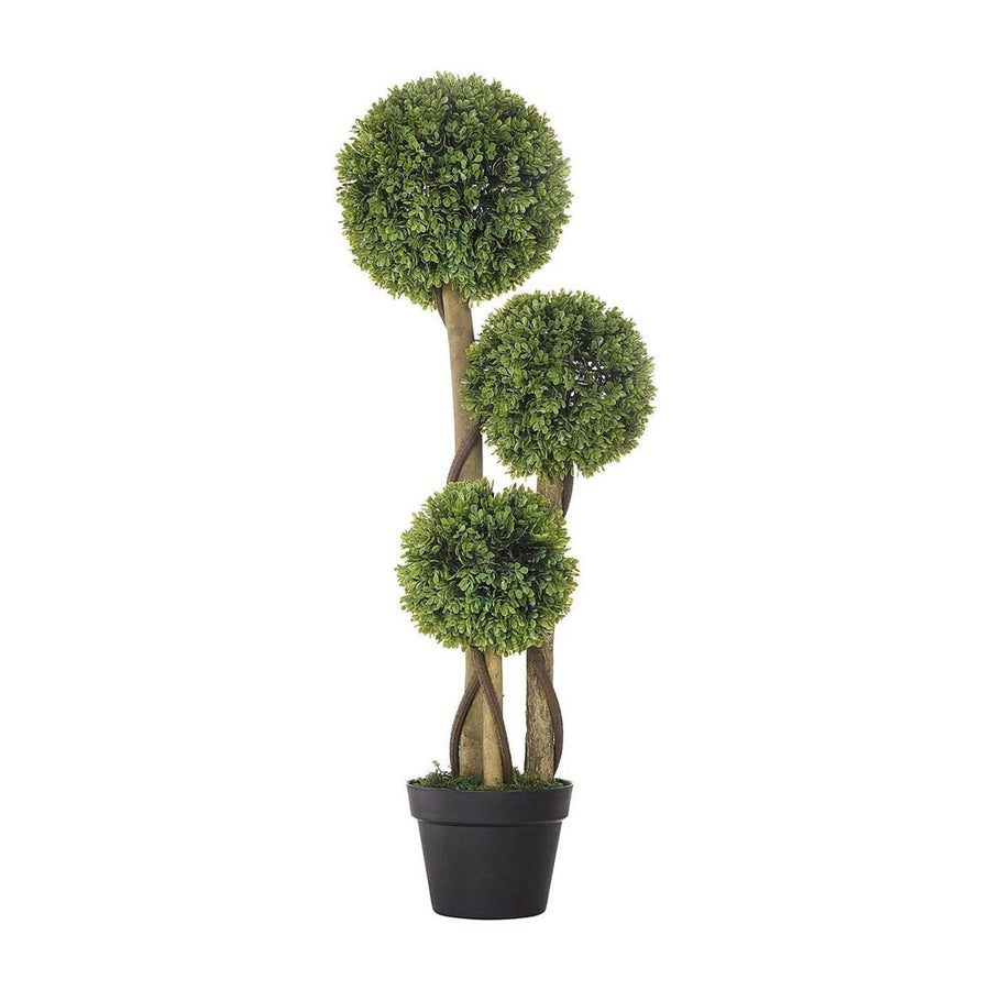 HOMCOM Decorative Artificial Trees Boxwood Ball Topiary Trees in Pot Fake Plants for Home Indoor Outdoor Decor, 90 cm