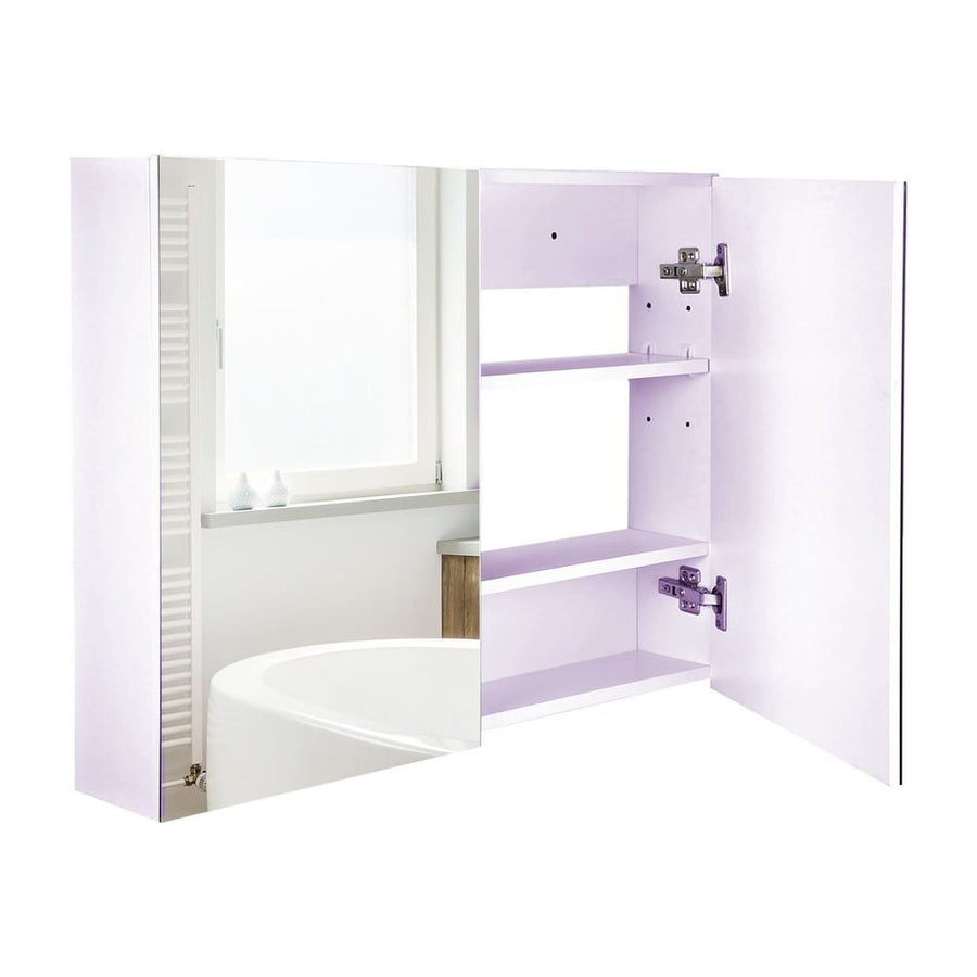 HOMCOM Double Door Bathroom Mirror Cabinet in White