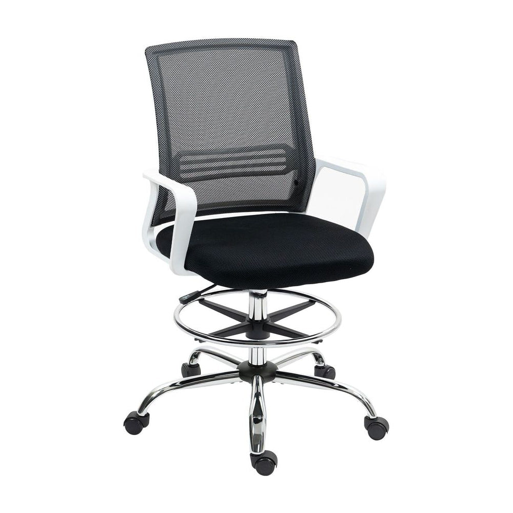 HOMCOM Draughtsman Chair with black seat and mesh back on a white background