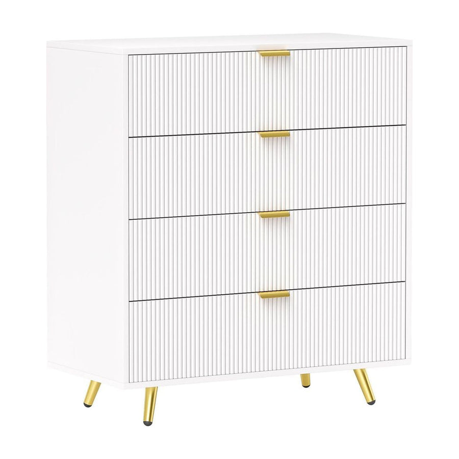 HOMCOM Elegant Four-Drawer Bedside Table - White