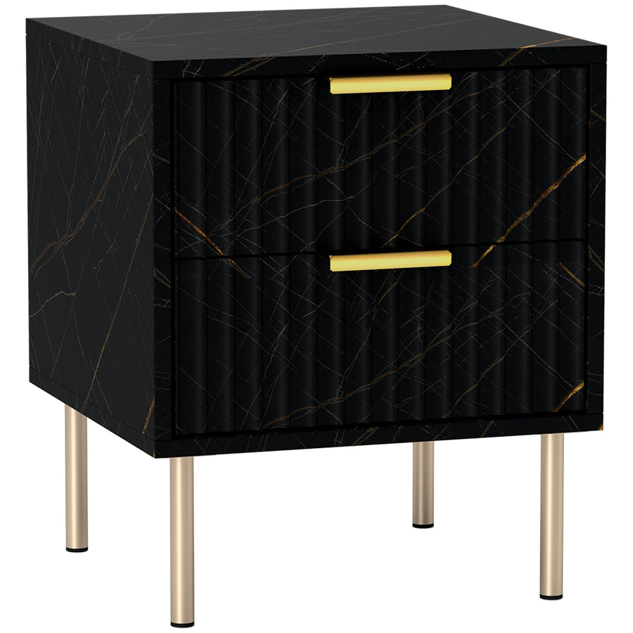 HOMCOM Elegant Two-Drawer Bedside Table - Black