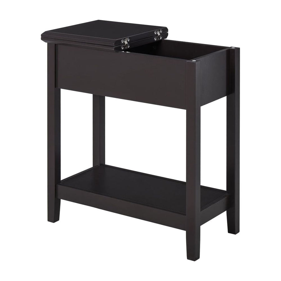 HOMCOM End Table, Narrow Side Table with Flip Top , Shelf, Dark Coffee