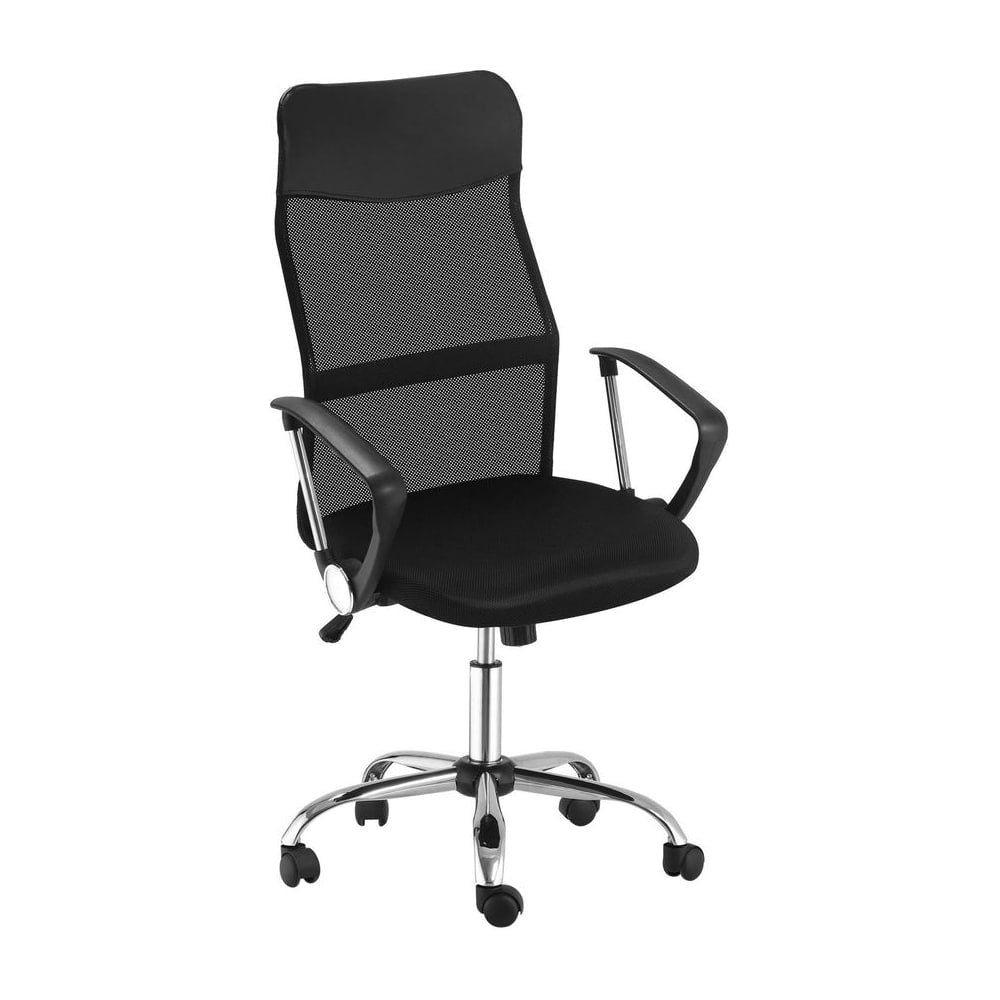 HOMCOM Ergonomic Office Chair with black mesh back and seat, chrome base and wheels
