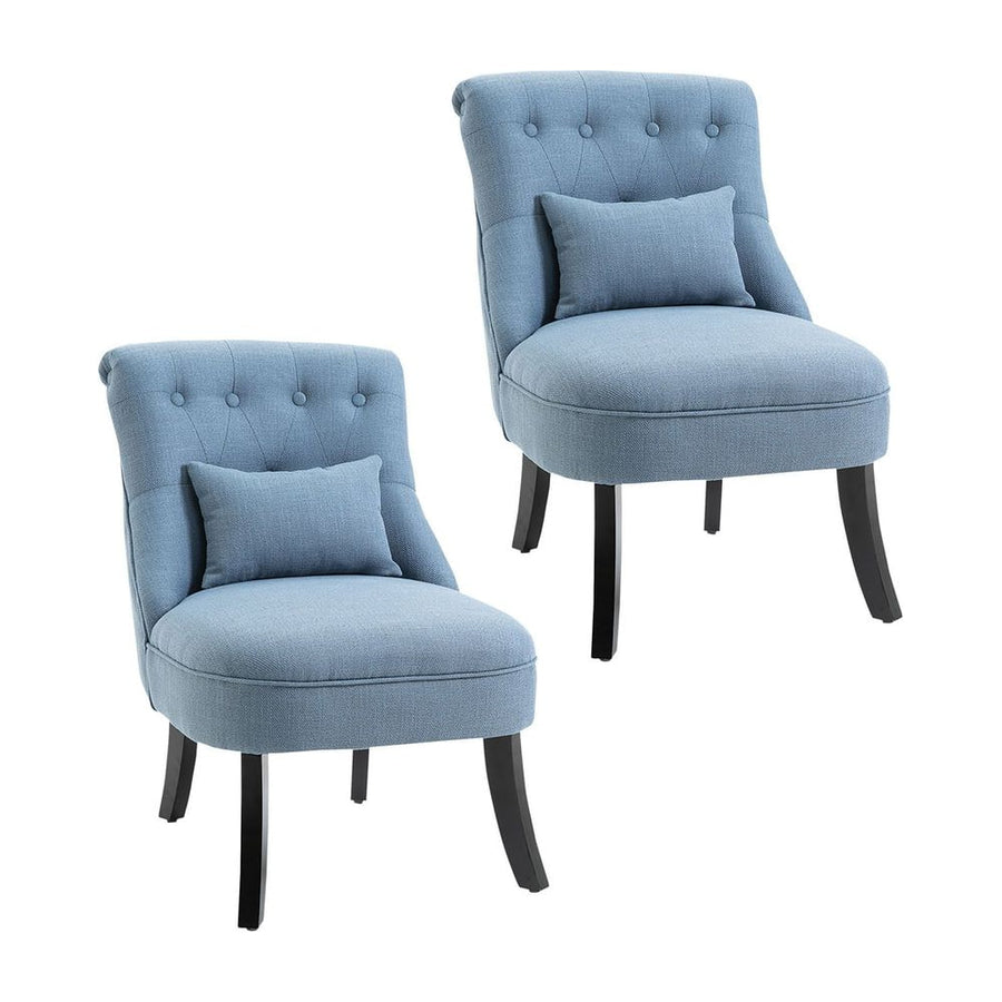 HOMCOM Tub Chair, Armless Single Sofa, Modern Button Tufted Armchair, Upholstered Linen Fabric Longue Accent Chair for Living