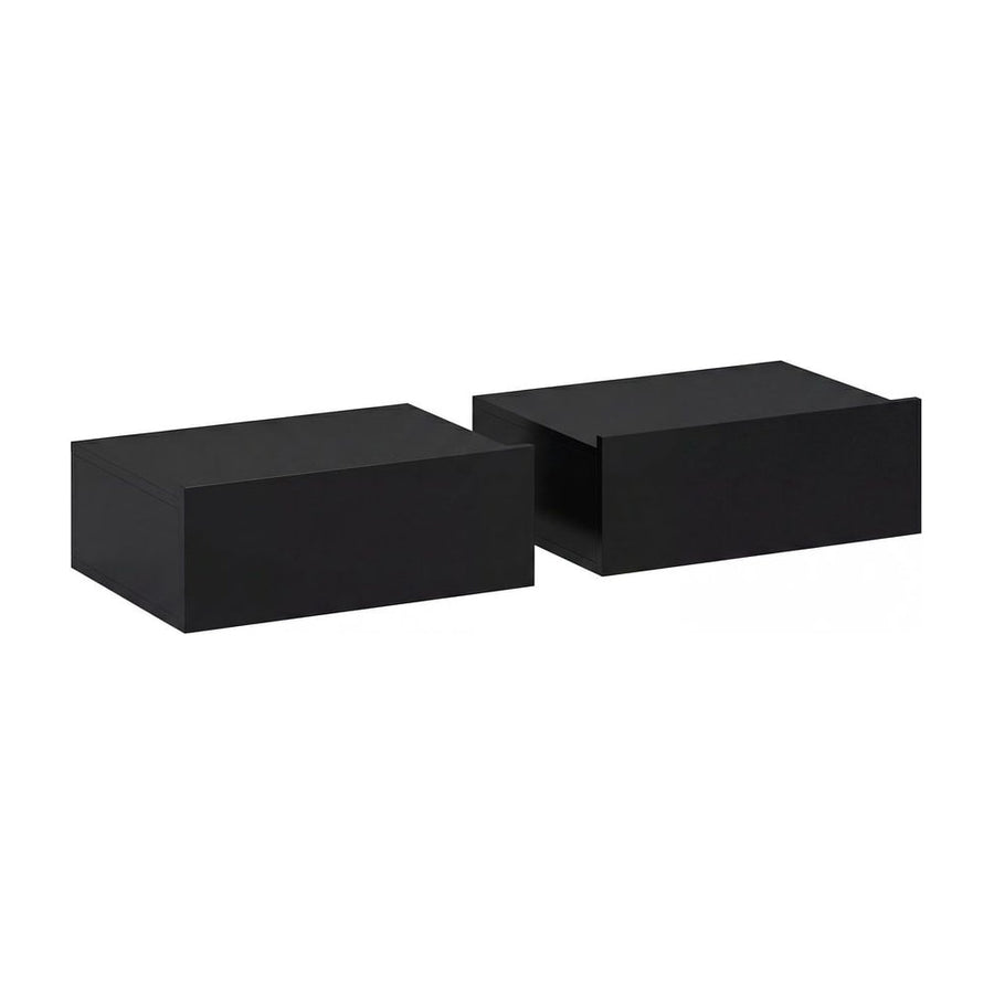 HOMCOM Floating Bedside Table Set of 2, Wall-Mounted Nightstand with Storage Drawer, Small Side End Table for Bedroom, Black