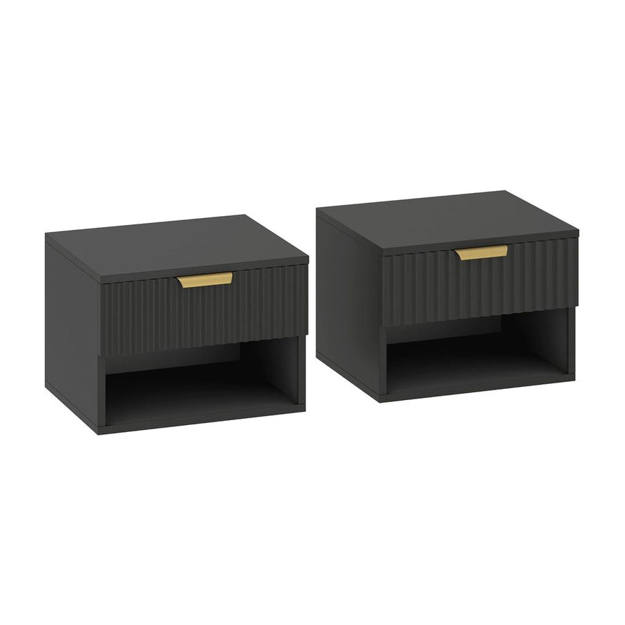 HOMCOM Floating Nightstands Set of 2, Modern Wall Mounted Bedside Tables, Black