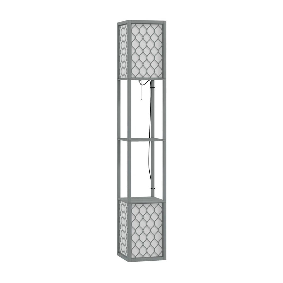 HOMCOM Floor Lamp with Shelves, Dual Light, Modern Tall Standing Lamps, with Pull Chain Switch (Bulb not Included), Light