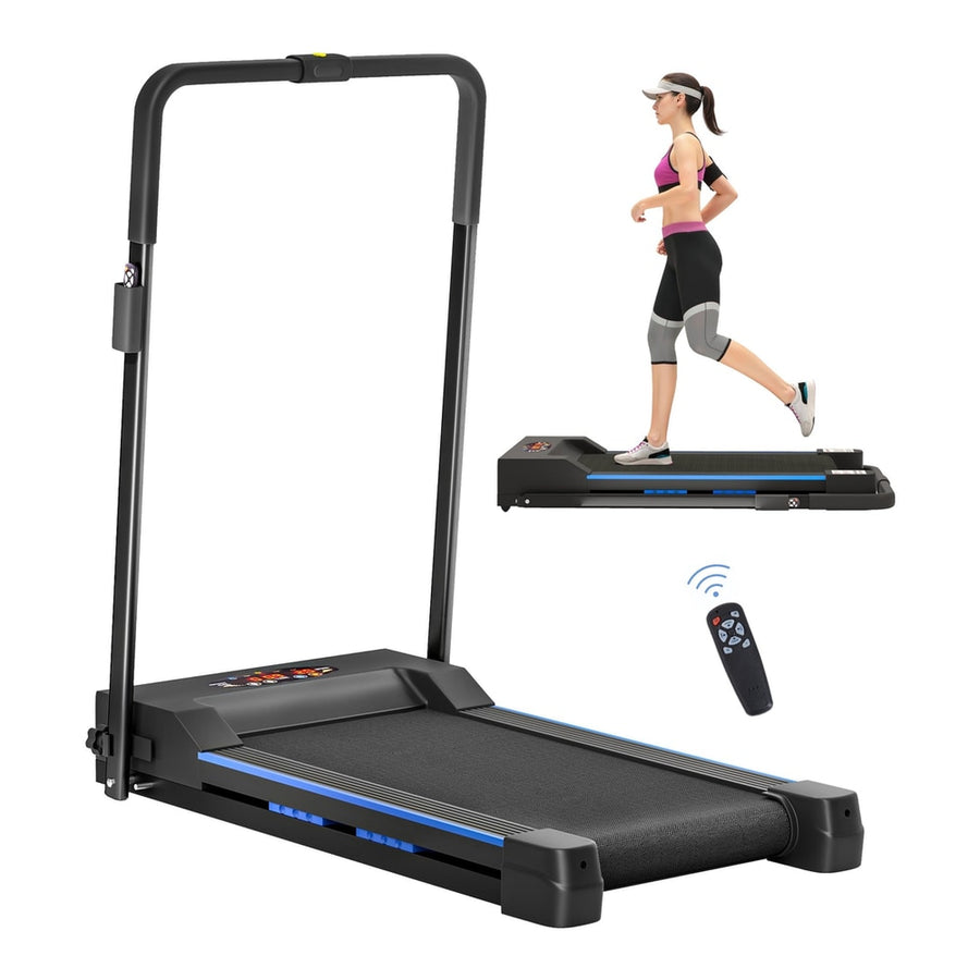 HOMCOM Folding Motorised Home Treadmill Walking Machine with LCD Monitor, Blue