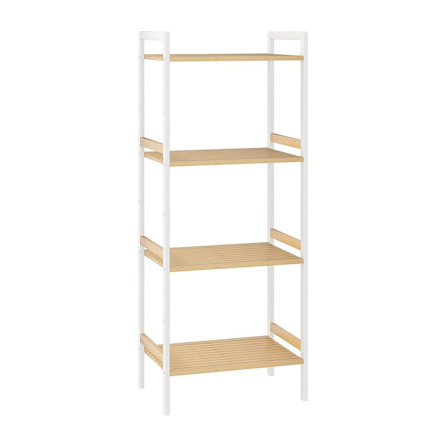 HOMCOM Four-Tier Bamboo Adjustable Shelf Storage Unit