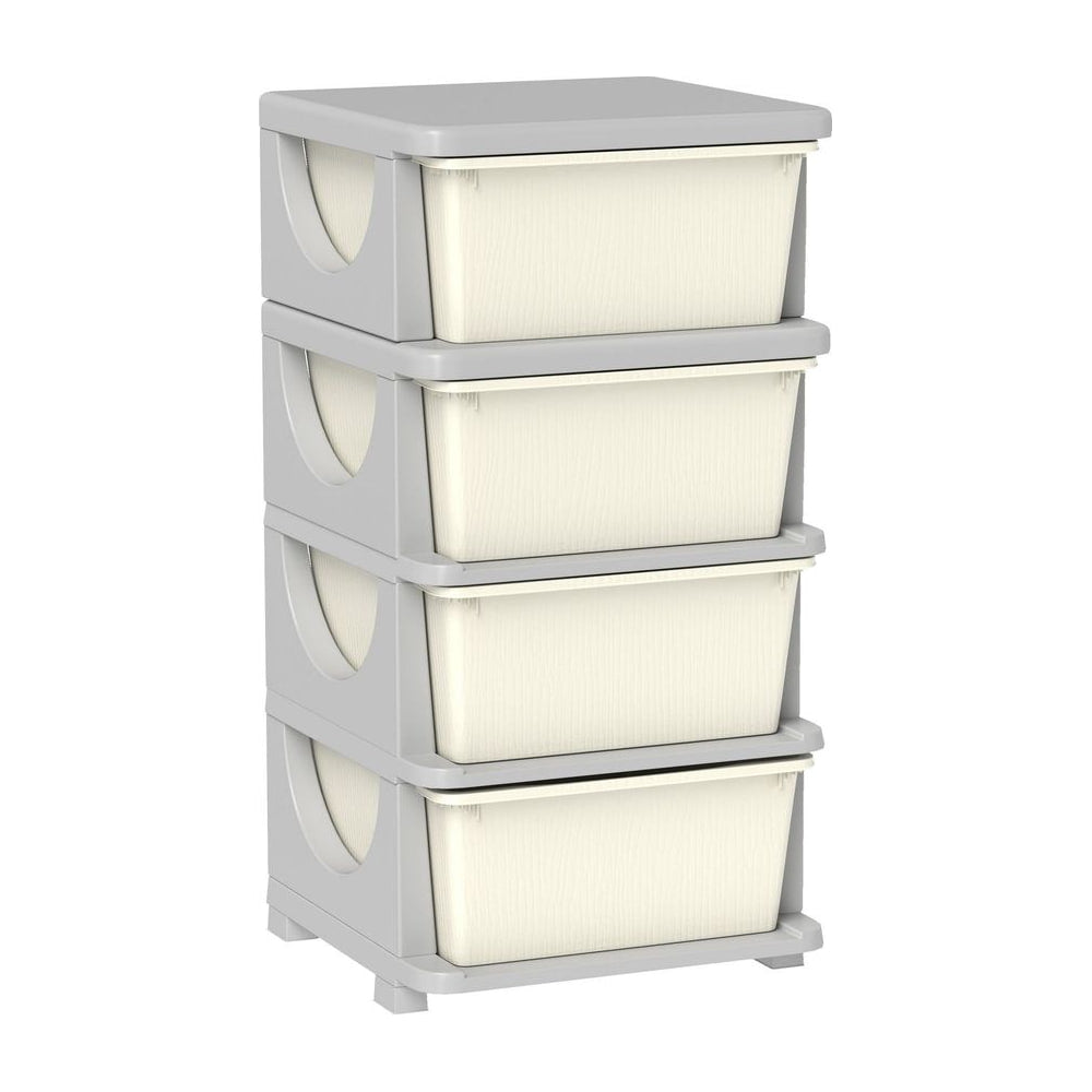 HOMCOM Four-Tier Kids Storage Boxes, with Four Drawers - White