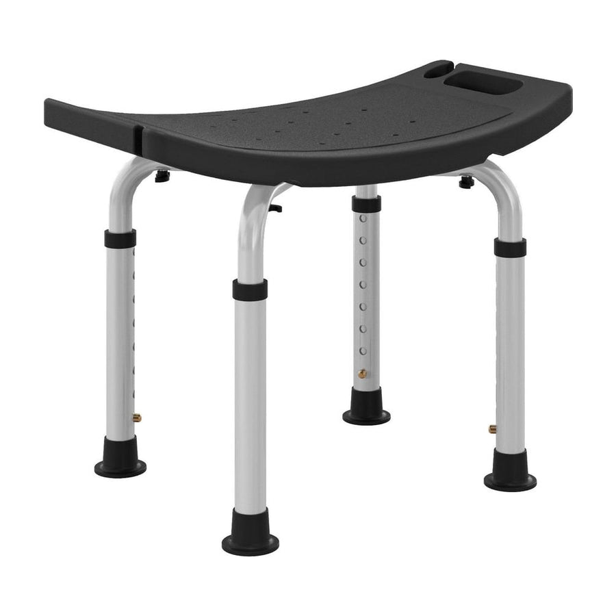 HOMCOM Height Adjustable Bath Stool with a curved seat and four adjustable legs