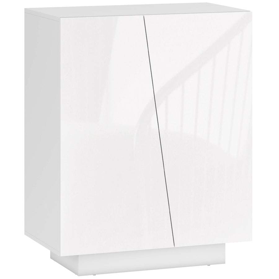 HOMCOM High Gloss Storage Cabinet, Freestanding Storage Cupboard with Adjustable Shelves for Living Room, Bedroom, Hallway