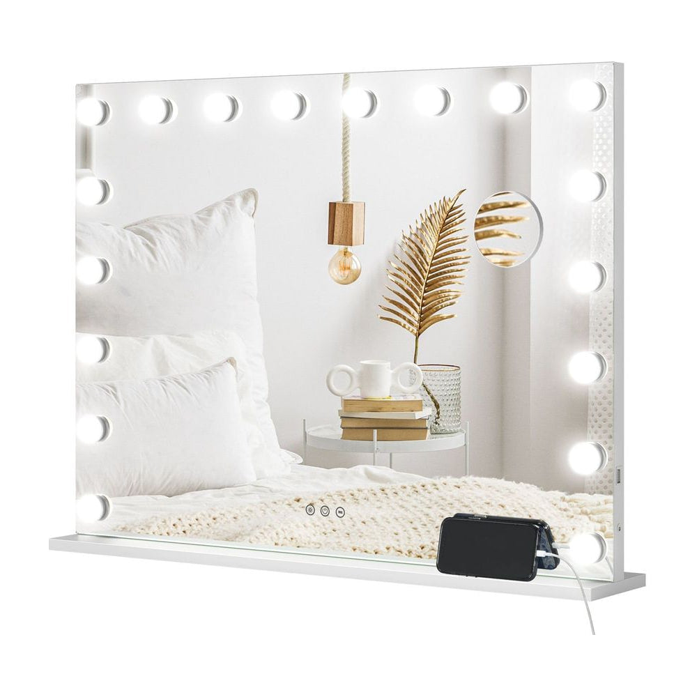 HOMCOM Hollywood Vanity Mirror with Lights, a large white lighted makeup mirror with 18 LED bulbs