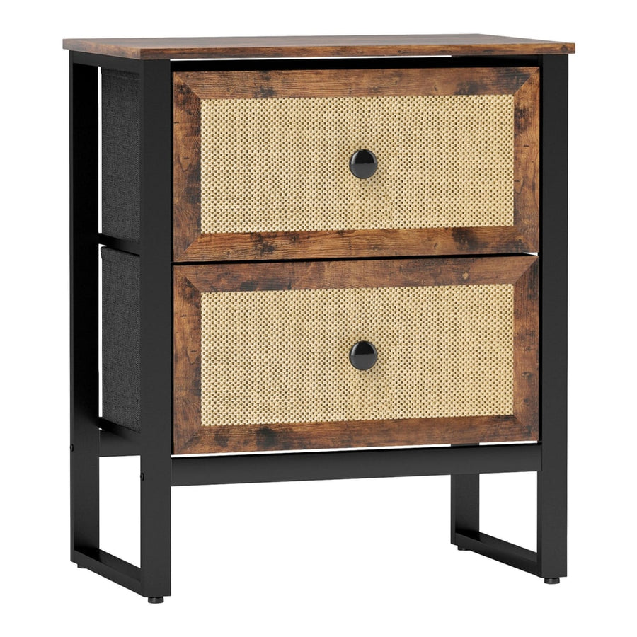 HOMCOM Industrial-Natural Bedside Table - Brown