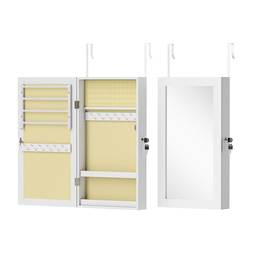 HOMCOM Jewelry Cabinet, Jewelry Storage Cabinet with Mirror, White