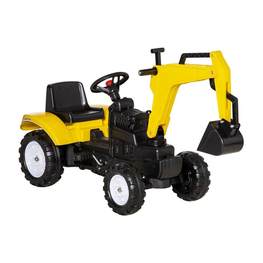 HOMCOM Kids Ride on Digger Pedal Go Kart Pretend Play Construction in Yellow