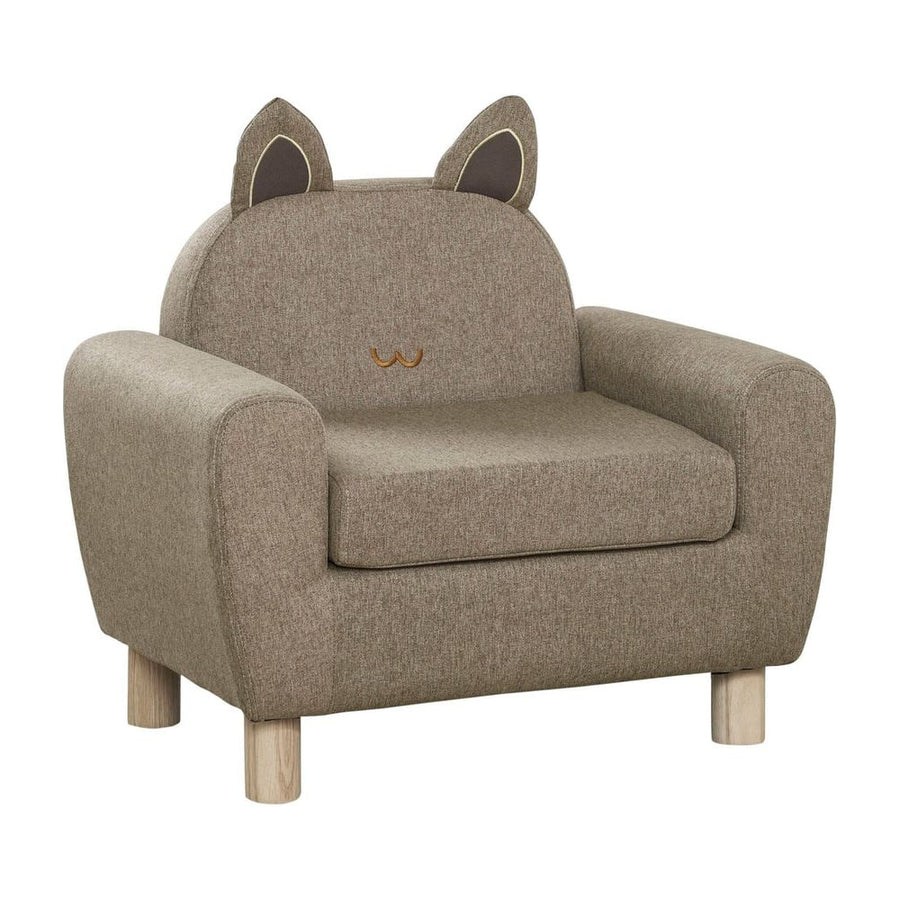 HOMCOM Kids Sofa Toddler Chair Children Armchair for Preschool Bedroom Playroom with Ear Modeling Wood Brown