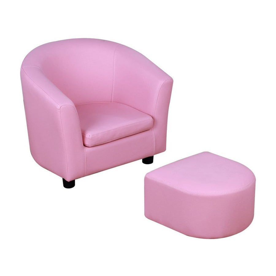 HOMCOM Kids Toddler Sofa Children's Armchair Footstool with Thick Padding, Anti-skid Foot Pads, 30 x 28 x 21cm, Pink