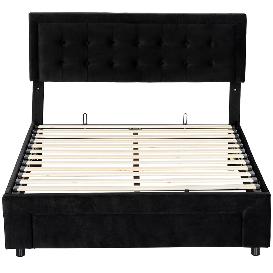 HOMCOM King Ottoman Bed Frame Drawer Black