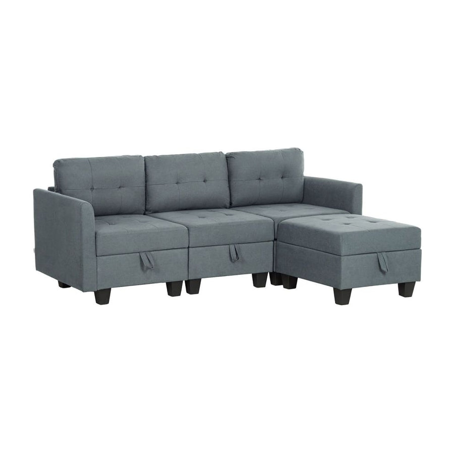 HOMCOM 'L' Shape Modular Sofa, with Storage - Dark Grey