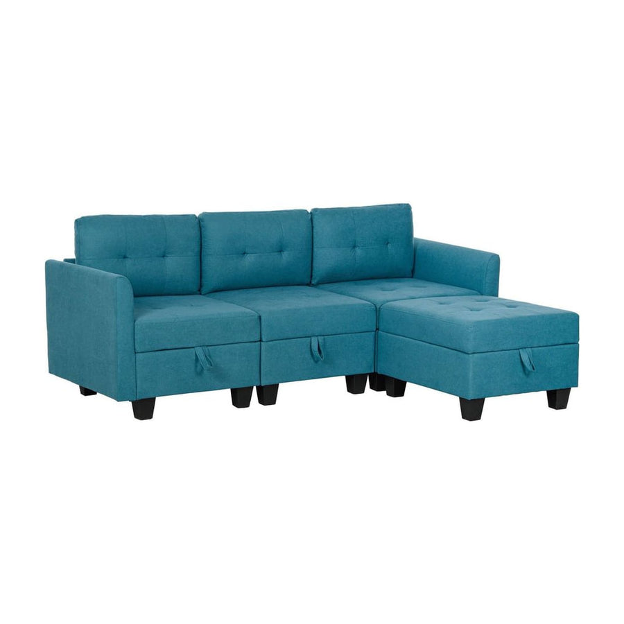 HOMCOM 'L' Shape Modular Sofa, with Storage - Light Blue