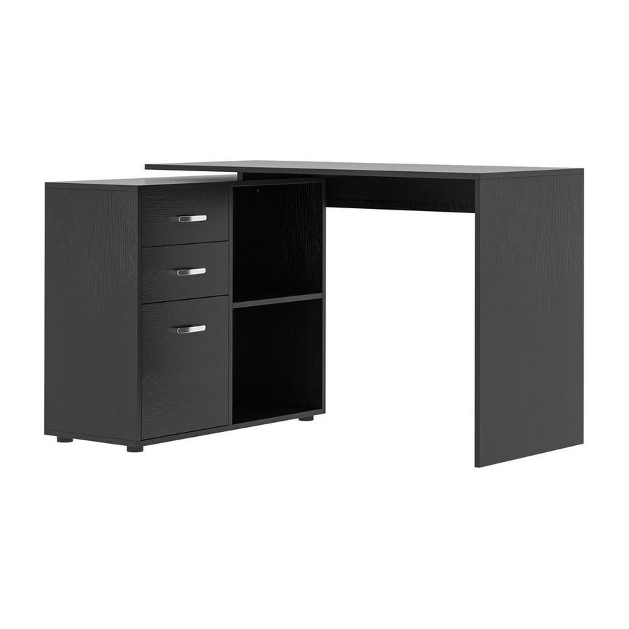 HOMCOM L Shaped Computer Desk, Reversible Home Office Desk with Drawers, File Cabinet and Storage Shelves, Study Table, 117 x