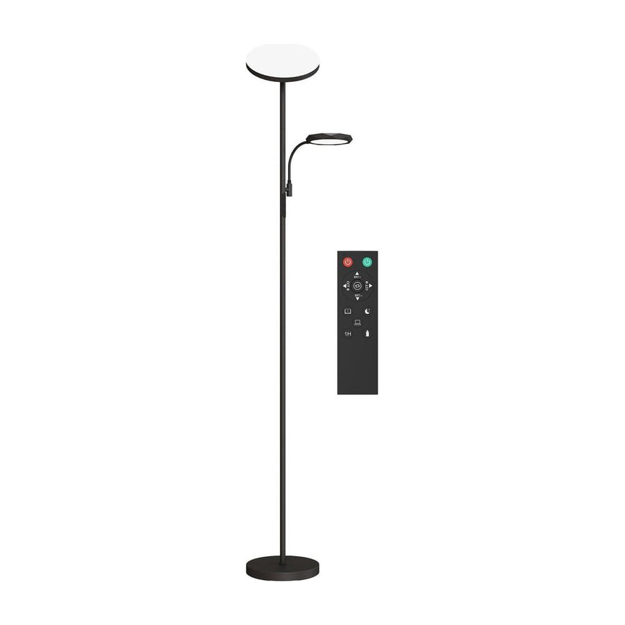 HOMCOM LED Floor Lamp for Living Room, Stepless Dimmable Standing Lamp, Mother and Child Uplighter with Reading Light, 4