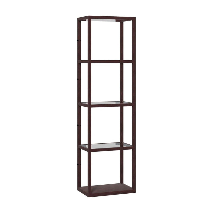 HOMCOM LED Floor Lamp with Glass Shelves, 4 Layers Dimmable Tall Standing Lamp, Modern Column Shelf Floor Light for Living
