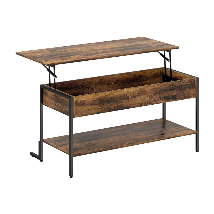 HOMCOM Lift-Top Coffee Table, with Storage - Rustic Brown