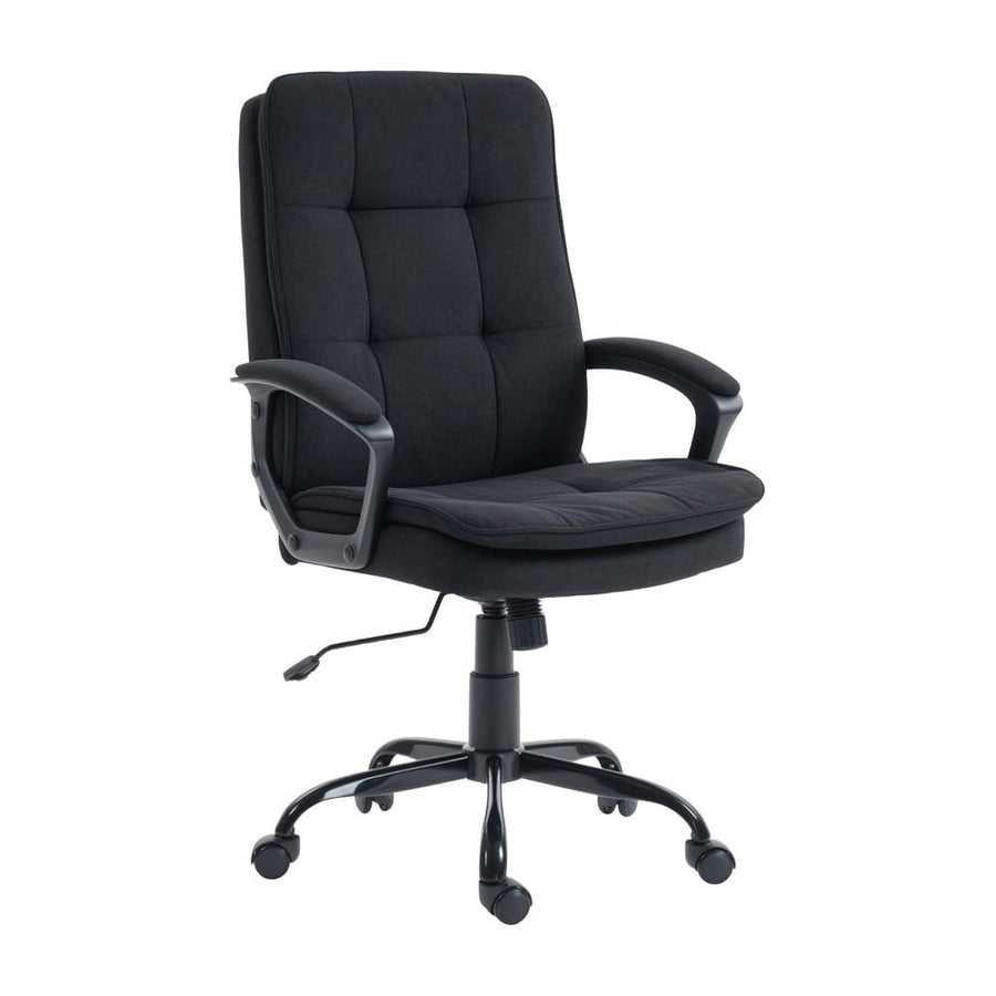 HOMCOM Linen-Look Double-Padded Office Chair in Black