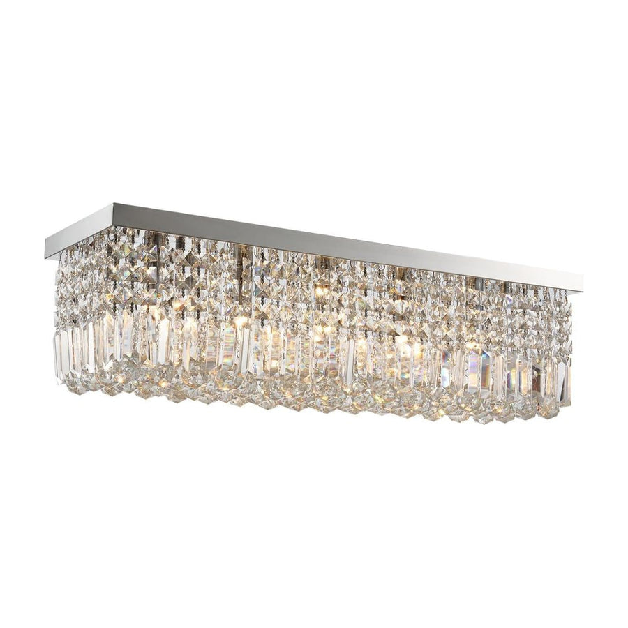 HOMCOM Modern Crystal Ceiling Light Square Crystal Chandelier for Living Room, Dining Room, Hall, E14 Base, Silver, 80 x 25 x