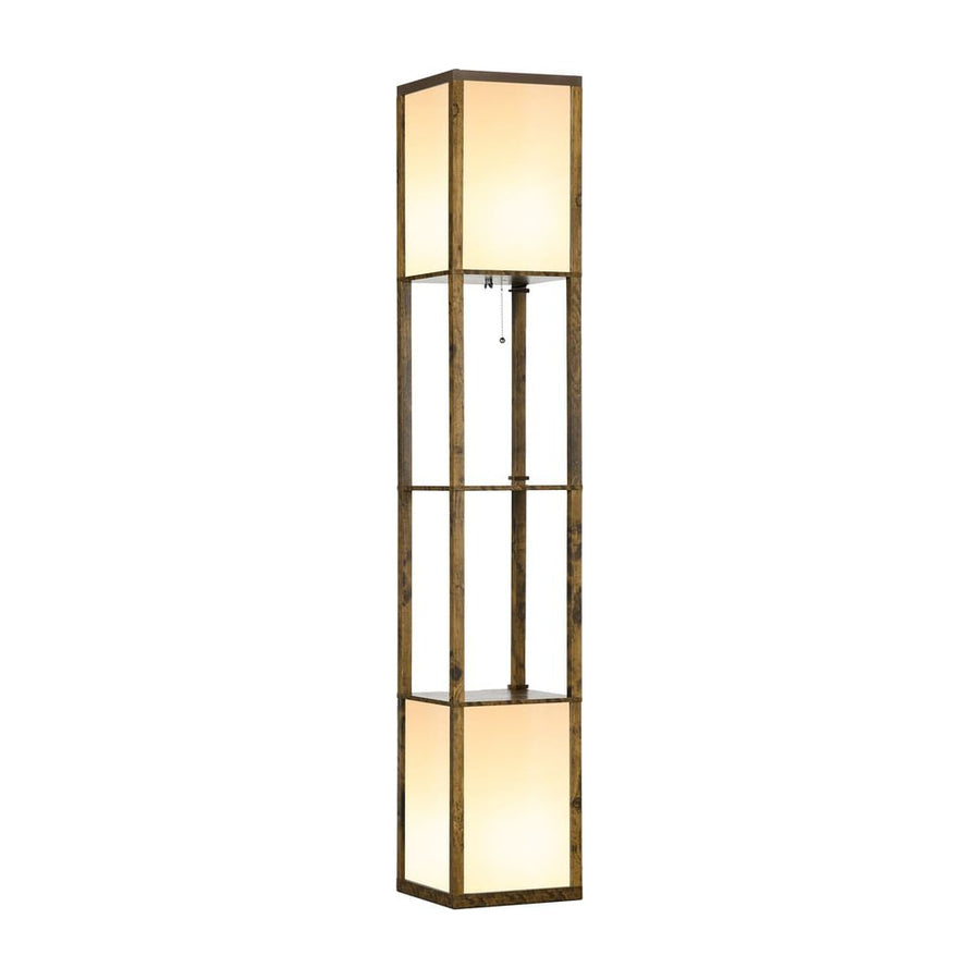HOMCOM Modern Shelf Floor Lamp with Dual Ambient Light, Standing Lamp Living Room, Bedroom, 156cm, Brown