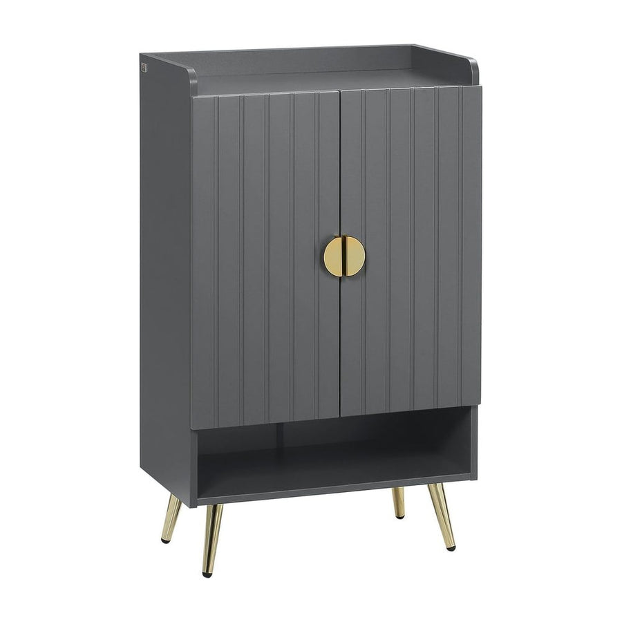 HOMCOM Modern Shoe Cabinet with 2 Doors, open shelf and adjustable shelves, grey