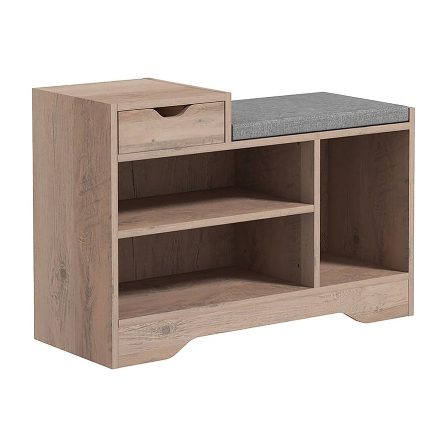 HOMCOM Multi-Compartment Shoe Bench with a grey seat and storage compartments